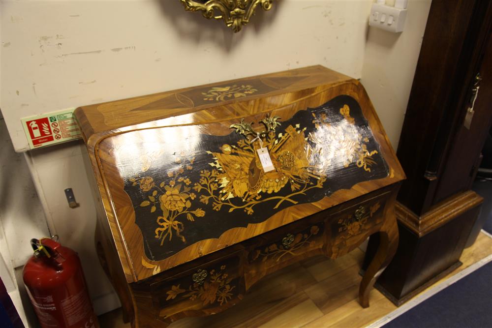 A German rococo marquetry bureau de dame, in the manner of the Spindle Brothers, W.3ft 2.5in.